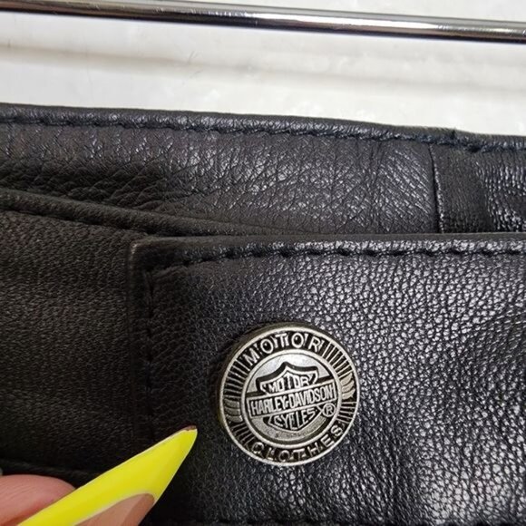 Harley Davidson 100% Leather Embroidered Riding Pants in Black Women's Size 8 - Picture 7 of 13